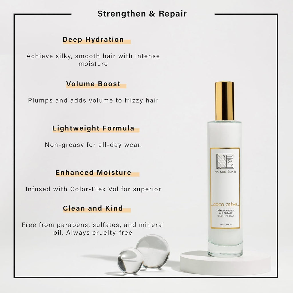 COCO CREME Leave in Hair Conditioner for Frizzy Hair That Plumps and Hydrates Hair - Hair Milk, Conditioner for Fine Hair, Leave in Conditioner for Frizzy Hair - 3.4Oz | 100Ml