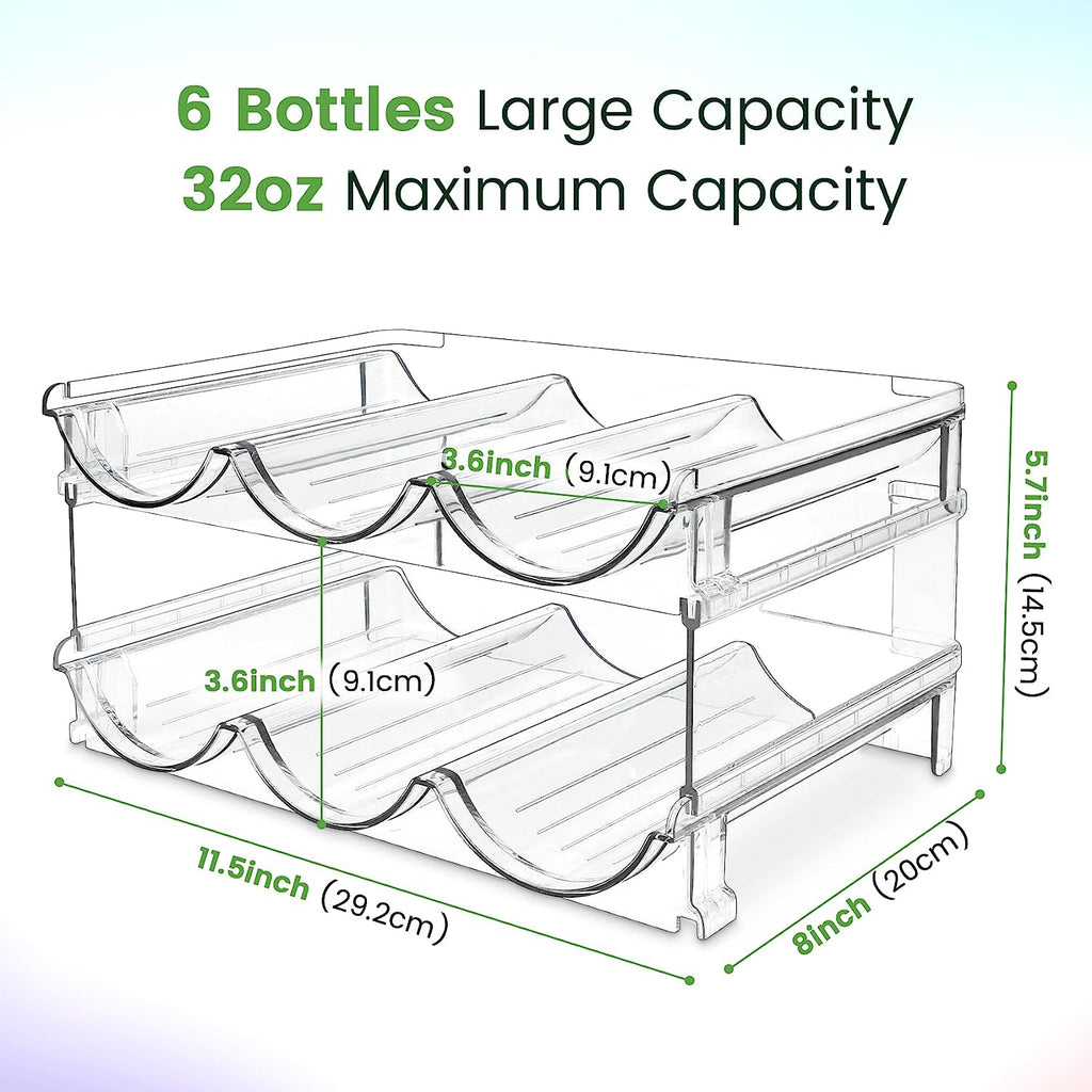 Water Bottle Organizer for Cabinet -2 Pack-Stackable Water Bottle Storage Rack