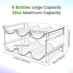 Water Bottle Organizer for Cabinet -2 Pack-Stackable Water Bottle Storage Rack
