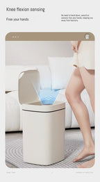 16L Smart Bathroom Trash Can White Non-Contact Narrow Smart Sensor Trash Can Smart Home Automatic Bagging Electronic Trash Can