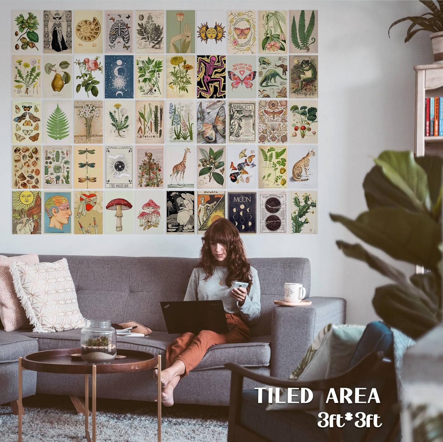 Posters for Room Aesthetic| Vintage Decor - Wall Collage Kit 50Pcs Dorm Decor | Bedroom Decor for Teen Girls| Cottagecore Room Decor Posters: Mushroom, Botanical, Astrology| 4X 6