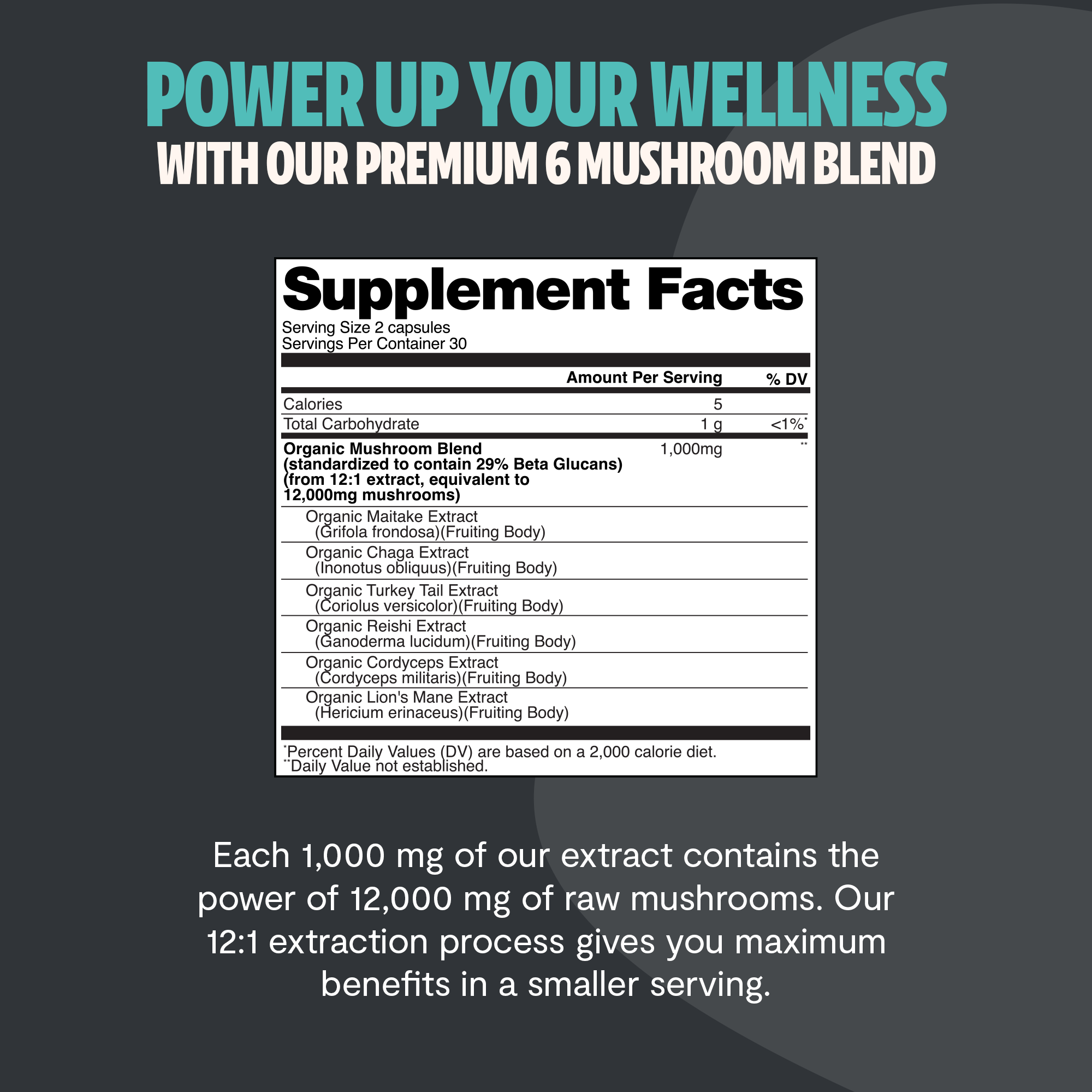FreshCap Organic Chaga Supplement Capsules