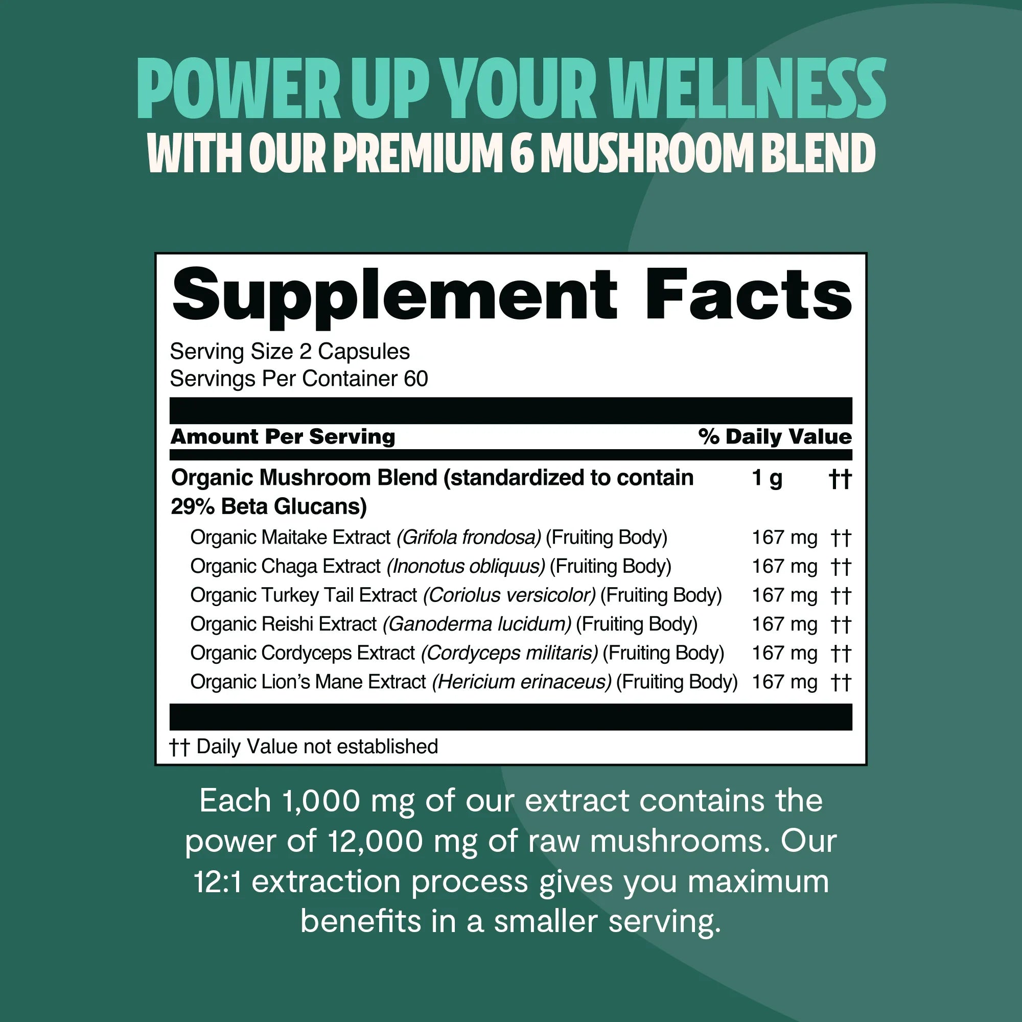 FreshCap Organic Chaga Supplement Capsules
