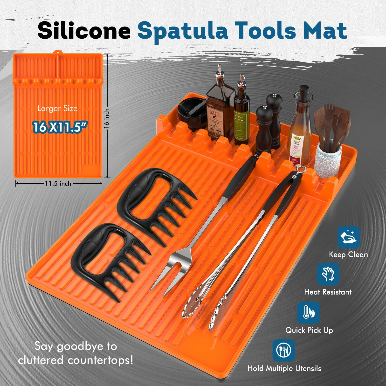 Silicone Griddle Tool Mat & Meat Shredder Claws BBQ Set
