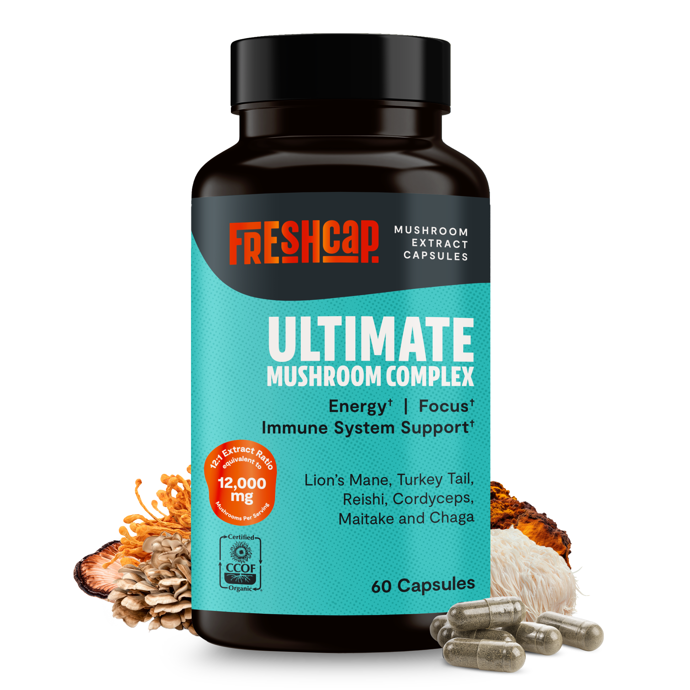 FreshCap Organic Chaga Supplement Capsules